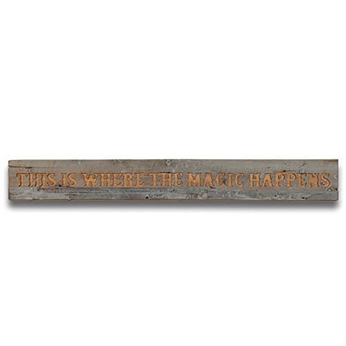Hill 1975 Magic Happens-Placa de Madera con Mensaje en inglés Grey Wash, Mixto, 14.5 x 2.3 x 1.12 cm Cover