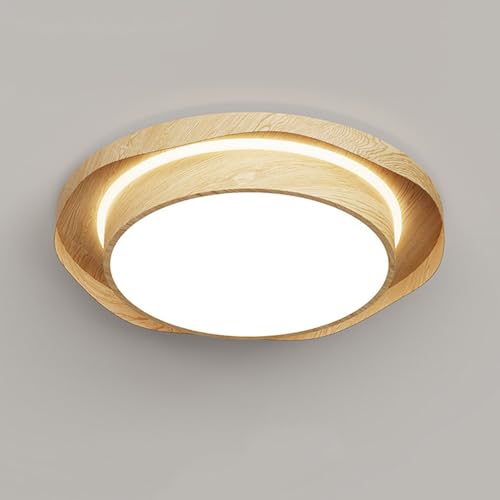 Ceiling Light Modern Walnut LED Flush Mount, 50CM Iron+PVC Close