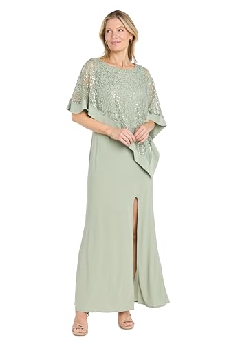 Image of R&M Richards Women's Sequin Lace Poncho Overlay Sheath Dress for Wedding Guest, Cocktail Attire & Evening Occasions