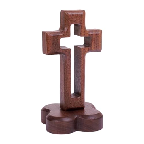 Cruz decorativa de madera, estatua religiosa de Cristo con soporte para mesa de iglesia