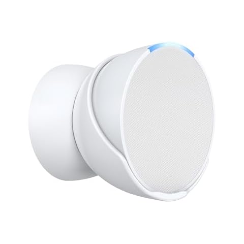 Maxonar Wall Mount, Echo pop Wall Mount Smart Speaker Stand Holder Compatible with Google Nest Speaker Save up Space Cable Management- White Cover