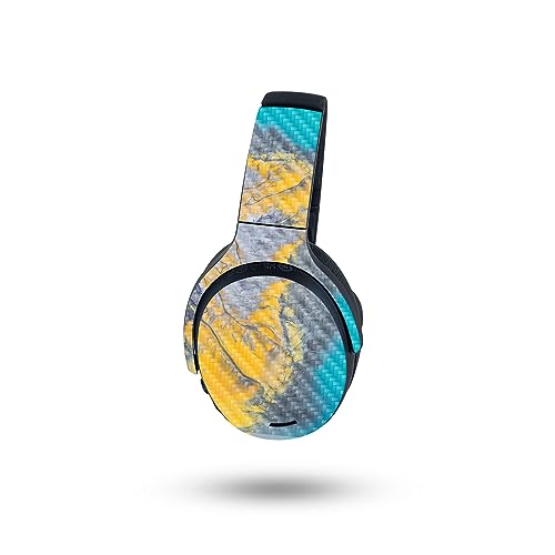 Image of MightySkins Carbon Fiber Skin Compatible with Skullcandy Crusher ANC 2 - Yellow Spill | Protective, Durable Textured Carbon Fiber Finish | Easy to Apply