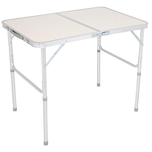 Portable Multipurpose Folding Table Home Use Aluminum Alloy Foldable Table White, for Family Reunions, Picnics, Camping Trips, Buffets Or Barbecues (90x60x70cm)