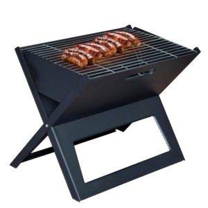 GTC® BBQ Barbeque Charcoal Grill Foldable Crystal Plate Oven LxBxH (47 * 31.5 * 41) cm (ITN-179-2) Black Carbon Steel