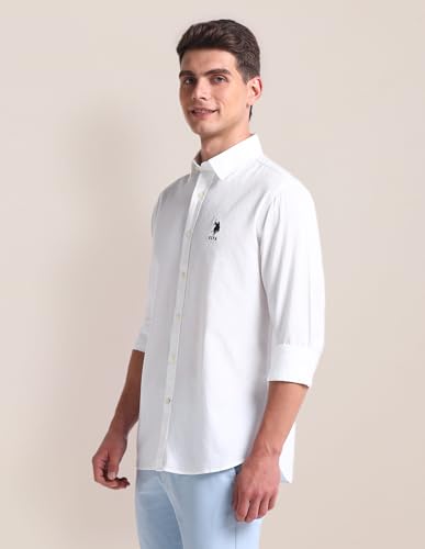 Image of U.S. POLO ASSN. Tailored Fit Cotton Shirts for Men - 100% Cotton, Patterned, Full Sleeve Mens Casual Shirts