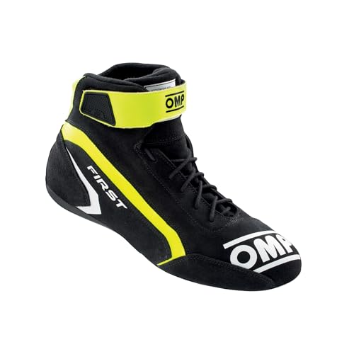 Omp Chaussures First Race my2021 Anthracite Fluo Jaune 41 FIA 8856-2018