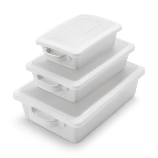 Sur La TableStoneware Bakers with Lids, Set of 3, White