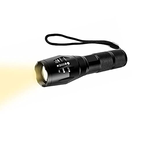 Taschenlampe Gelbes Licht, WESLITE Taschenlampe LED mit Warmweiß Licht 3500K-3700K Gelbe Licht Taschenlampen 1 Modus Starke Durchdringung & Zoombar für Nachtsicht Wandern Camping Jagd Nebelwetter