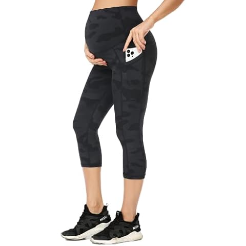 AMPOSH Women's Maternity Capri Yoga Pants Cover
