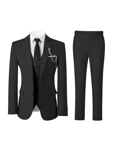 Men’s Slim Fit Suit Two Button 3 Piece Blazer Dress Business Wedding Party Jacket Vest Pant2