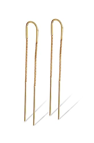 Altitude Boutique Threader Chain Earrings for Women | Gold Vermeil or Sterling Silver Long Dangle Earrings | Gold Drop Earrings Long Chain Earrings for Women, Dangle Earrings