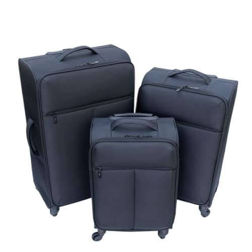 Soft Edge Oxford Cloth Suitcase with Ergonomic Handle and Silent Double Row Universal Wheels(Black)