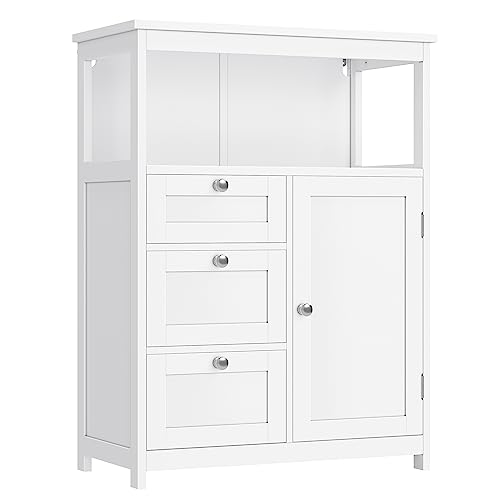 VASAGLE UBBC542P31V1 - clóset de Almacenamiento de baño no Empotrado con 3 cajones, Estante Ajustable, 11.8 x 23.6 x 31.5 Pulgadas, Color Blanco