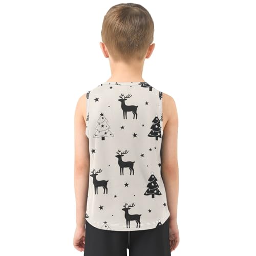 J JOYSAY Christmas Moose Tree Star Boys Tank Top Sleeveless Muscle Shirts Quick Dry Workout Sport Active Kids T-Shirts 3-15T3