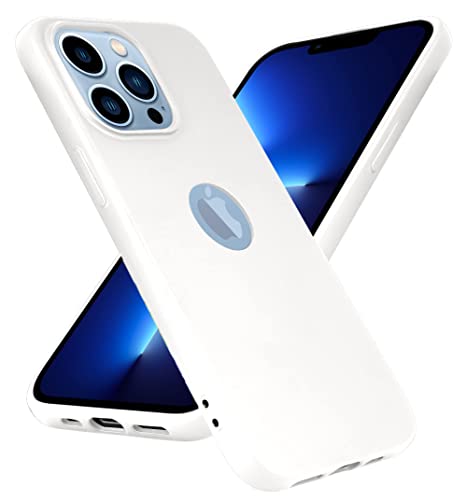 Image of VONZEE Liquid Silicone Soft Back Cover for iPhone 13 Pro Max Case, Shockproof Slim Camera & Full Body Protection Non Yellowing Cover with Microfiber Lining & Logo Cut (6.7 Inch) - White