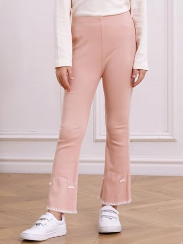Flared Leggings for Toddlers Girls Elastic Waist Bell Bottom Yoga Pants Kids Ruffle Ribbed Cotton Trousers3