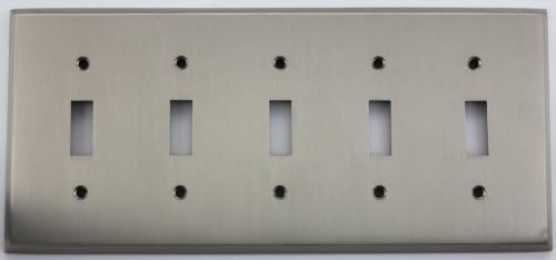 Satin Nickel 5 Gang Toggle Switch Wall Plate