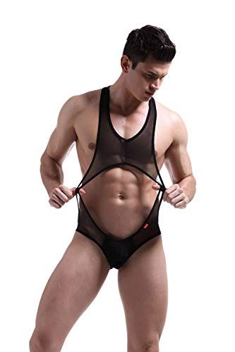 ONEFIT Men's Vest Slings Conjoined Triangle Briefs Mesh U Convex Wrestling Suit3