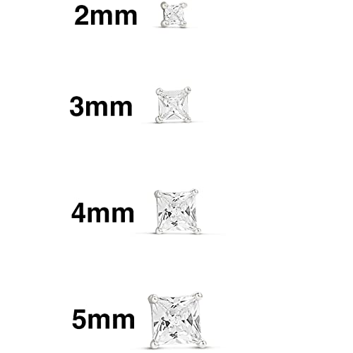 Amazon Essentials 14K Gold Plated Sterling Silver Round or Princess Cut Cubic Zirconia Stud Earring Set4