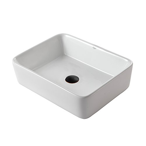 Kraus Kcv-121-Orb White Rectangular Ceramic Bathroom Sink With Pop Up Drain Oil Rubbed Bronze #TOP5