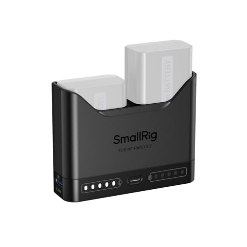 SMALLRIG NP-FW50 Battery Charger for Sony, 2h Dual Slot Camera Charger with 11W USB-C Port, Full Compatible with Sony A6000 A6100 A6300 A6400 ZV-E10 A7 A7S A7R A7SII A7RII A5000 A5100 ILCE-QX1