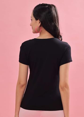 Image of Dollar Women's Solid Stretchable Cotton Round Neck Tshirt