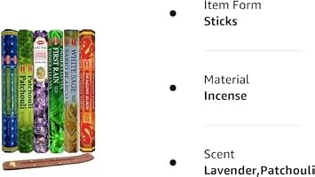 HEM Assorted Hexa Incense Sticks Pack of 6 Fragrance Sticks (Each Tube Contains 20 Sticks) Long-Lasting Aromatherapy for Meditation, Relaxation, Yoga, and Home Fragrance