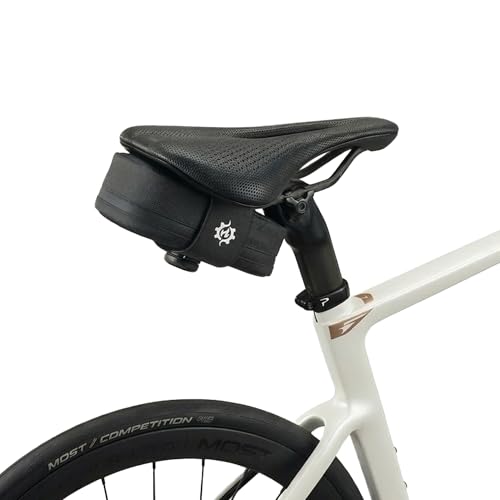 Lumiere & Co. Falcon Magnetic Saddle Bag - | Sleek Minimalist Design, Fast Magnetic Buckle Attachment | Cycling Bike Bag (Black, M)