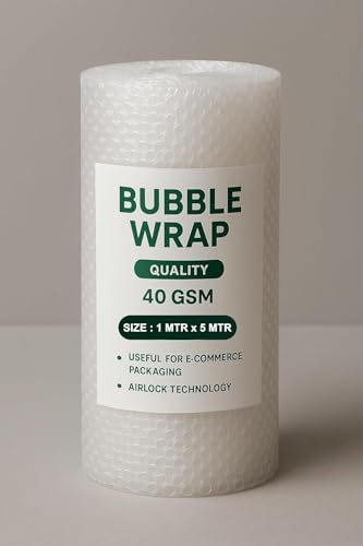 Image of Air Bubble Wrap Packing Roll 5meter | Protective Cushioning Wrap for Packaging & Moving | Lightweight Bubble Packaging Roll for Fragile Items, Glassware, Electronics & Shipping (5 meter) transparent