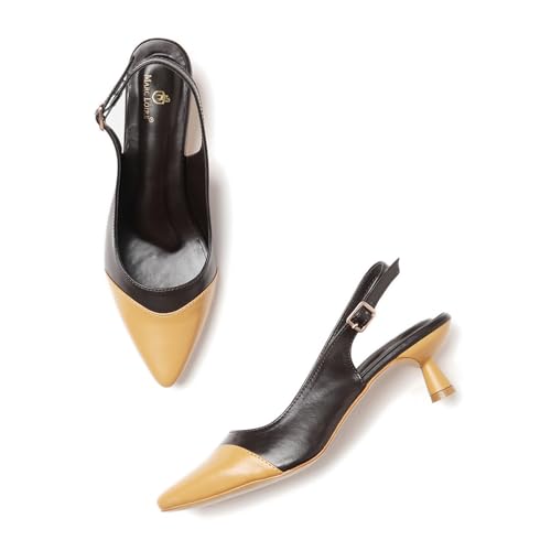Marc Loire Women Solid Pointed Toe Pump Shoes with Stilettoes Heels for Parties and Formal Occasions (Tan, UK Footwear Size System, Adult, Women, Numeric, Medium, 4)