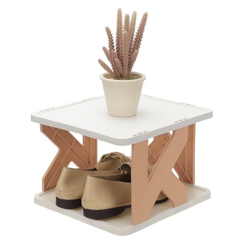 Contenuto della confezione: riceverete una scarpiera rosa a due livelli. Il rack assemblato misura 24,2 x 26 x 18 cm e include 2 pannelli di base e 3 staffe a forma di K. Si prega di controllare gli accessori inclusi sulla confezione.