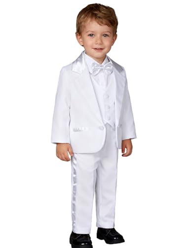 mintgreen - mintgreen Costume et Vestons Garcon, Enfant Smokings Vetement Bapteme Bebe Manche Longue Tenue De Mariage, Blanc, 9-12 Mois, 90