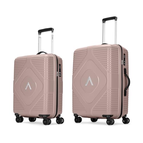 Image of Aristocrat Crystal Set of 2 Trolley Bag 55 & 66cm | S+M | Hard Luggage | 8-Wheel Suitcase for Travel | Combination Lock with Anti-Theft Zipper | Polypropylene | 3 Years International Warranty (Pink)