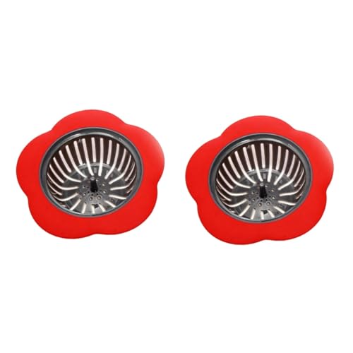 OSALADI Flower Shaped Sink Strainer 4.33 Inch Red Kitchen Sink Drain Filter Mesh Basket for Bathroom and Kitchen Easy to Install Fits Most Drains