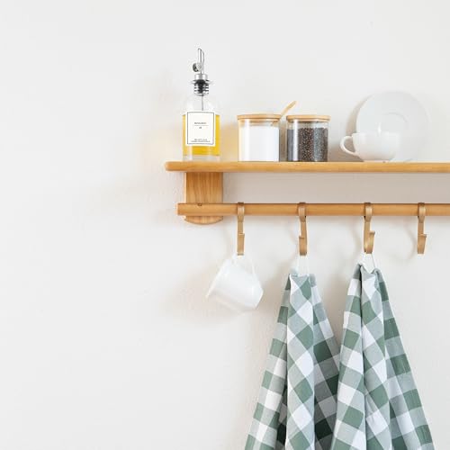 Image of Sage Green Cotton Kitchen Towels - 100% Cotton, Highly Absorbent, Quick Dry, Durable, 30 inchx20 inch, 6 Pack, Gingham Pattern Dish Towels with Hanging Loop - Classic Plaid Pattern (6 Pack)