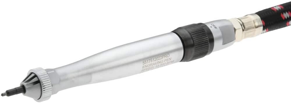 Close-up of PRO SOURCE Engraving Pen showing throttle and model number inscription