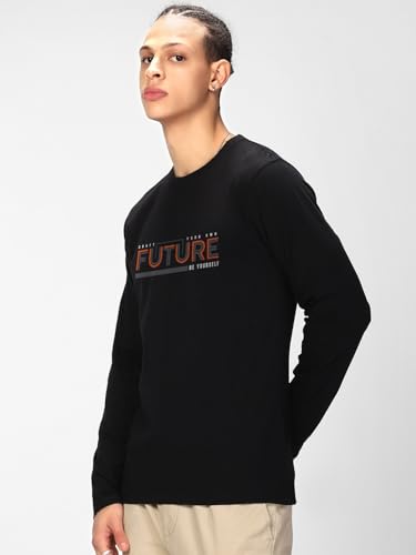 Image of Bewakoof Men's 100% Cotton Graphic Print Regular Fit Full Sleeve Round Neck T-Shirt | Tshirt for Men Cotton| Casual Wear | Street Wear