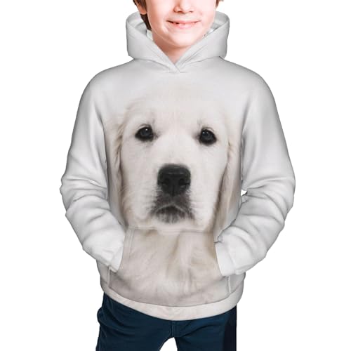White Golden Retriever Boy, Girls Sports Shirt Youth Pullover Fashion Hooded Sweatshirt