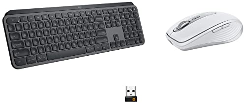 Image of Logitech MX Keys Advanced Illuminated Wireless Keyboard, Bluetooth & MX Anywhere 3 for Mac Wireless, Ultrafast Scrolling, Any Surface, 4K DPI, Customisable Buttons, USB-C, Bluetooth,MacBook Pro