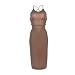 Blooming Jelly Women's Bandage Spaghetti Strap Bodycon Midi Dresses Party Club,Small,Khaki