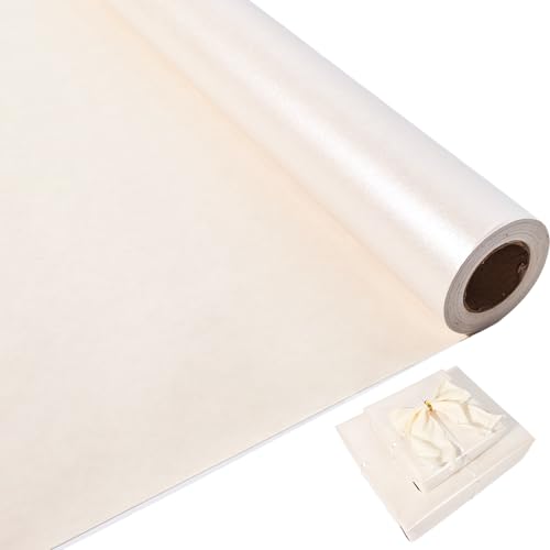 Off White Wrapping Paper Roll 43cm x 10m Pearly-Lustre Gift Wrap Paper Dual-Sided Beige Wrapping Paper for Birthday Christmas Wedding Baby Shower Party Holiday New Year