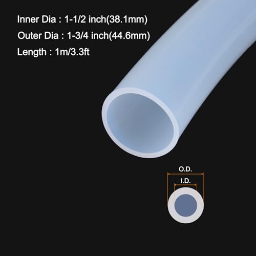 Image of 3.3ft 1-1 /2 inch ID x 1-3 /4 inch OD Silicone Tubing Clear Industrial Plastic Tubing Pure Silicone Hoses for Pump Siphoning Draining Irrigation Brewing