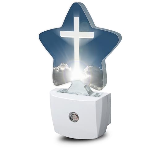 Image of Cross Heaven Plug-in Night Light with Dusk-to-Dawn Sensor for Bedroom,Bathroom and Living Room Sleep Friendly lamp for Women /Girls /Boys Gift,0.5W