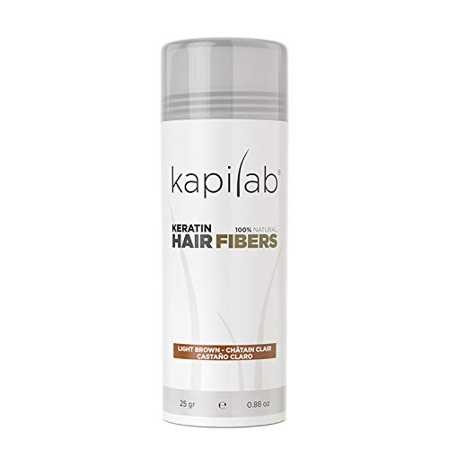 Kapilab Hair Fibers 25g - Light Brown, Easy To Apply, Complete Natural Look Keratin Powder, Prevents Hair Loss, Long Lasting Hair Fibers, Hides Hair Loss