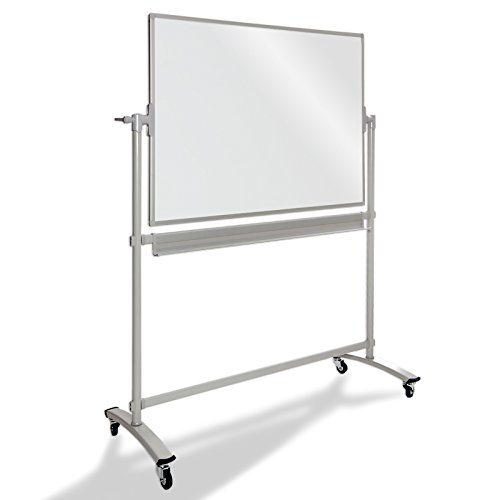 Tableau blanc Master of Boards® Mobile PRO avec roulettes, rotatif | tailles diverses - surface laquée aimantée | effaçable et inscriptible, 80x110cm