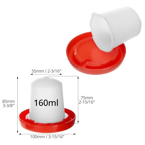 Qwork® Abbeveratoio E Mangiatoia Per Pulcini - 160Ml&160G - Per Polli E Piccolo Pollame - Plastica Resistente, Facile Da Pulire - 3