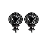 HOTOZON Black Replacement Finials for 3/4 and 5/8 Inch Diameter Curtain Rods, Samll Decorative Drapery Rod Finials, Set of 2 …