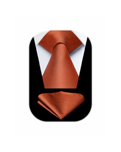 Image of HISDERN Mens Ties Solid Color Ties for Men Formal Necktie with Pocket Square Set Satin Silk Neck Tie Handkerchiefs Set