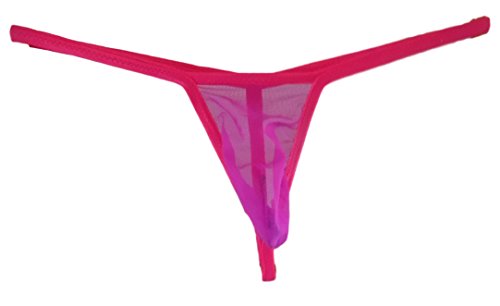 Men's Micro G String Sheer Naked 6 Colors Bright Hot Sexy (Large, Fuscia Pink)