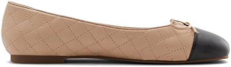 MOOMMO Women Cap Toe Flats Bow Slip On Ballet Flats Comfort Quilted Colorblock Flat Shoes Round Toe Flat Heel Dress Shoes Office Ladies Party Chic Driver Flats Casual Quilted Beige 8.5 M US | Image 4